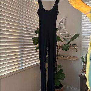 Elegant Black Ribbed Jumpsuit